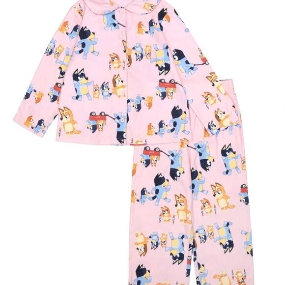 2T Bluey Toddler Girls' 2-Piece Button Down Sleepwear Pajama Set - Picture 1 of 5